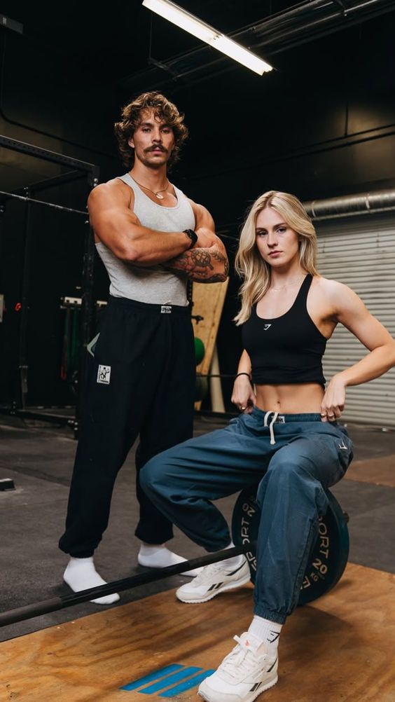 Two athletes in a gym