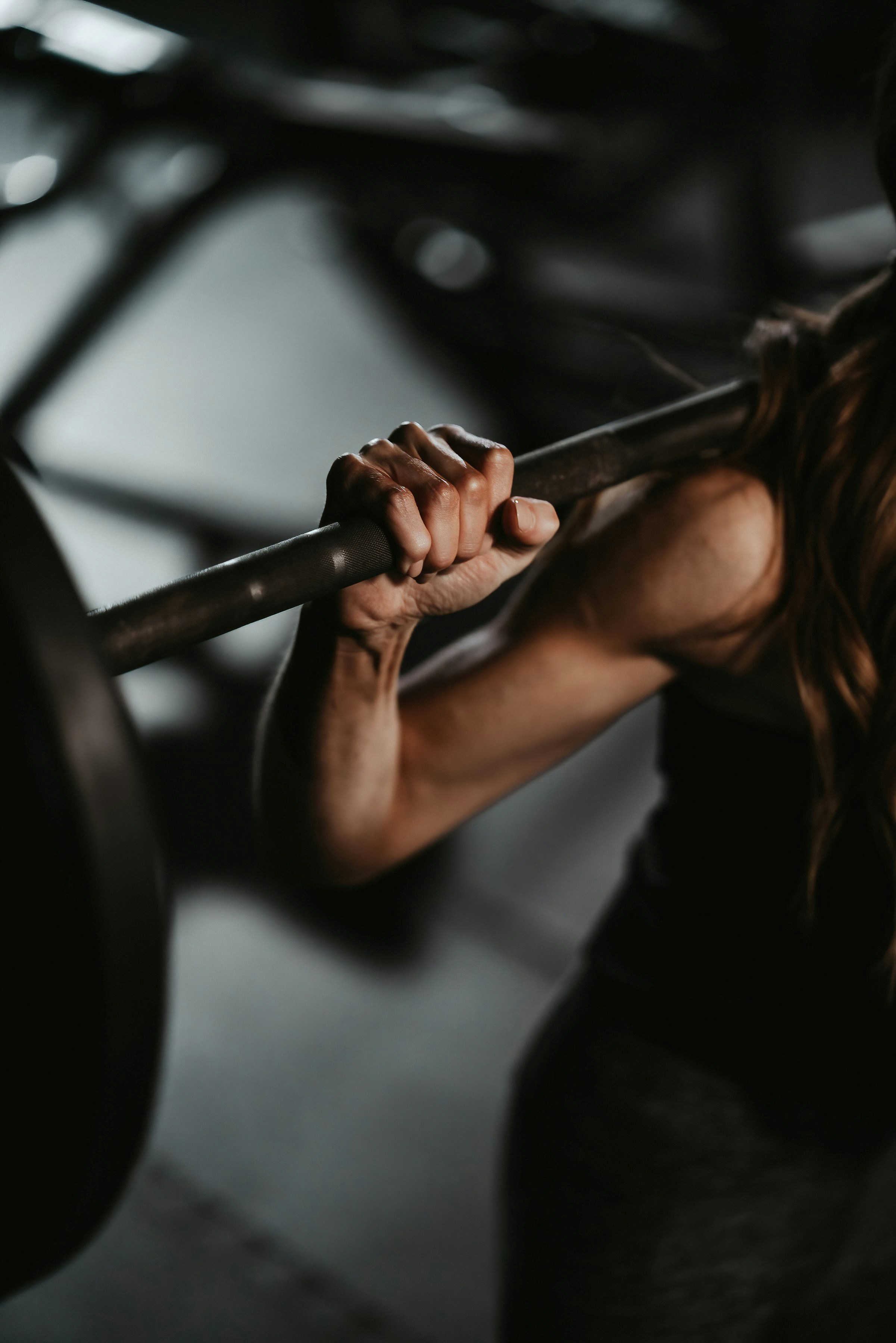 Intense grip on a barbell